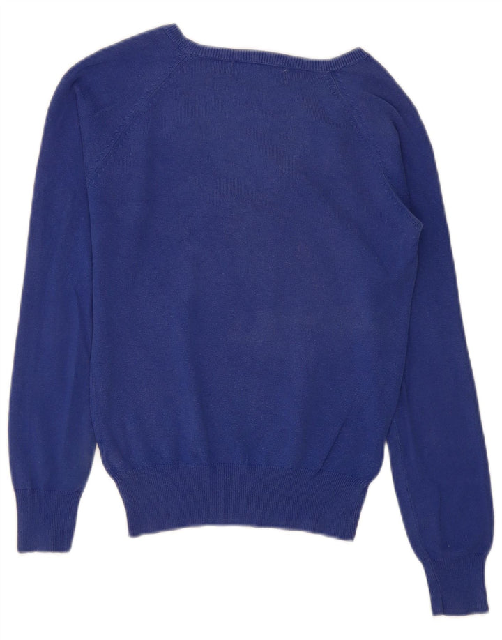 Suéter feminino Zara com decote em V Reino Unido 10 pequeno azul