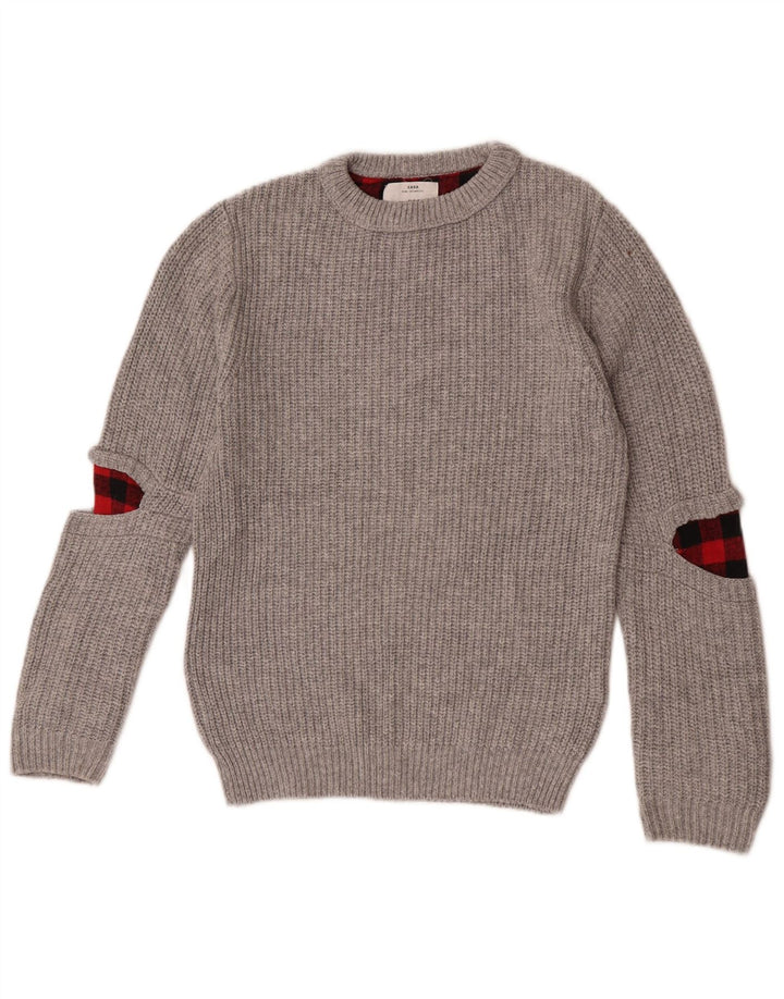 Suéter Zara Boys com gola canoa 9-10 anos cinza poliéster