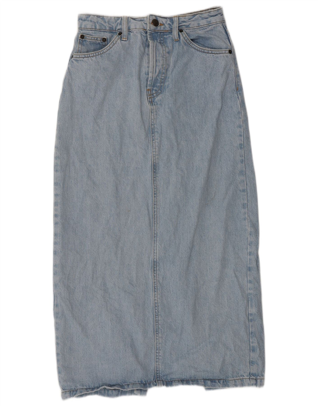 Saia jeans feminina Topshop UK 8 pequena W26 azul