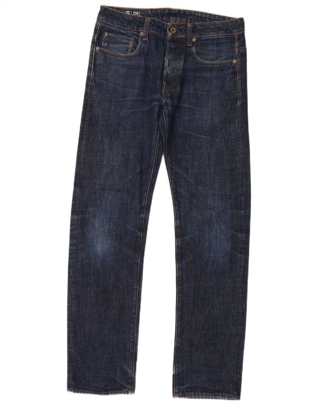 Jeans retos masculinos G-Star W30 L34 algodão azul marinho