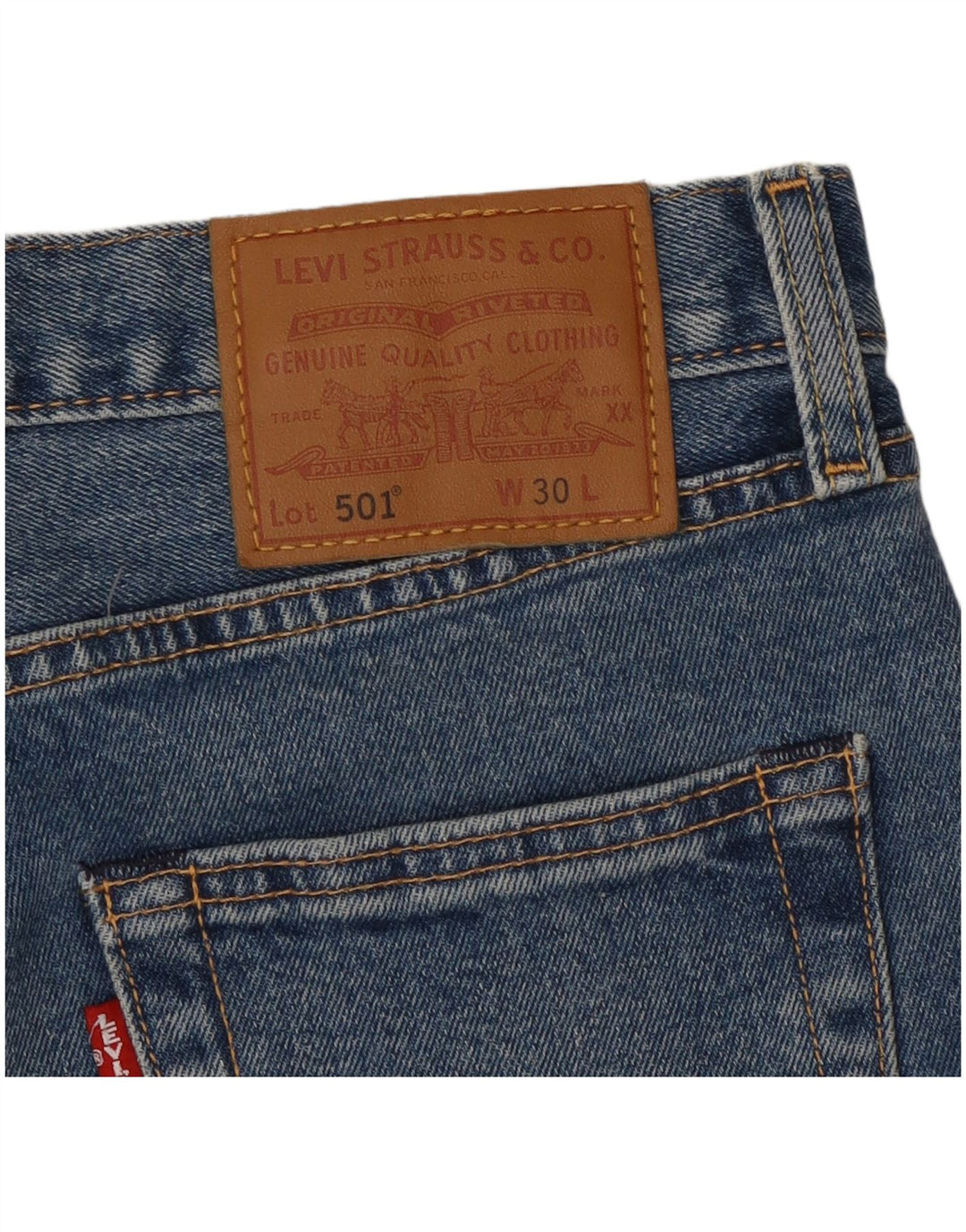 LEVI'S Masculino 501 Shorts Jeans W30 Algodão Azul Médio