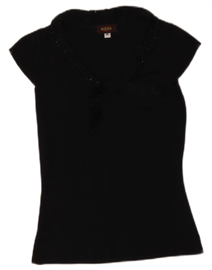Blusa feminina Von Dutch Top UK 12 microfibras pretas médias
