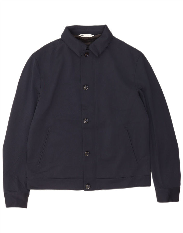 Zara Mens Bomber Jacket UK 40 Grande Poliéster Azul Marinho
