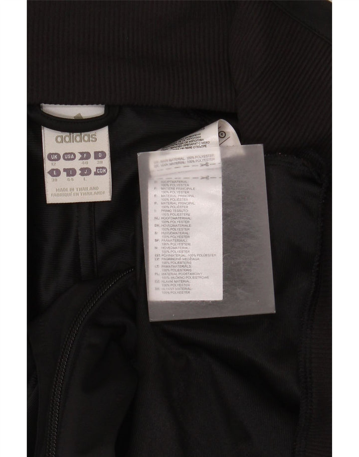 Adidas Womens Tracksuit Top Jacket UK 12 Médio Preto Poliéster