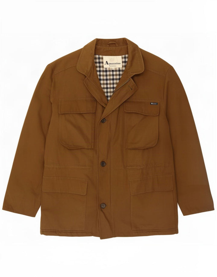 Jaqueta utilitária masculina Aquascutum UK 38 algodão marrom médio