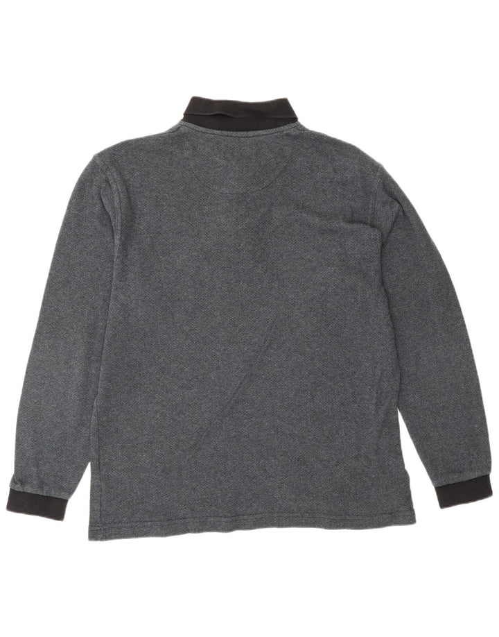 Camisa polo masculina de manga comprida LOUIS FERAUD algodão cinza médio
