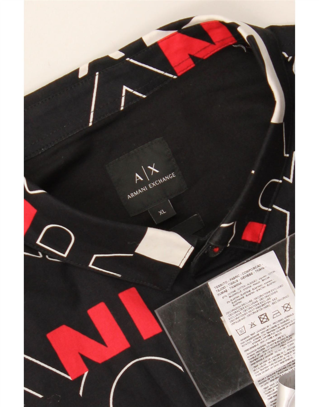 ARMANI EXCHANGE Camiseta masculina com estampa abstrata XL algodão preto