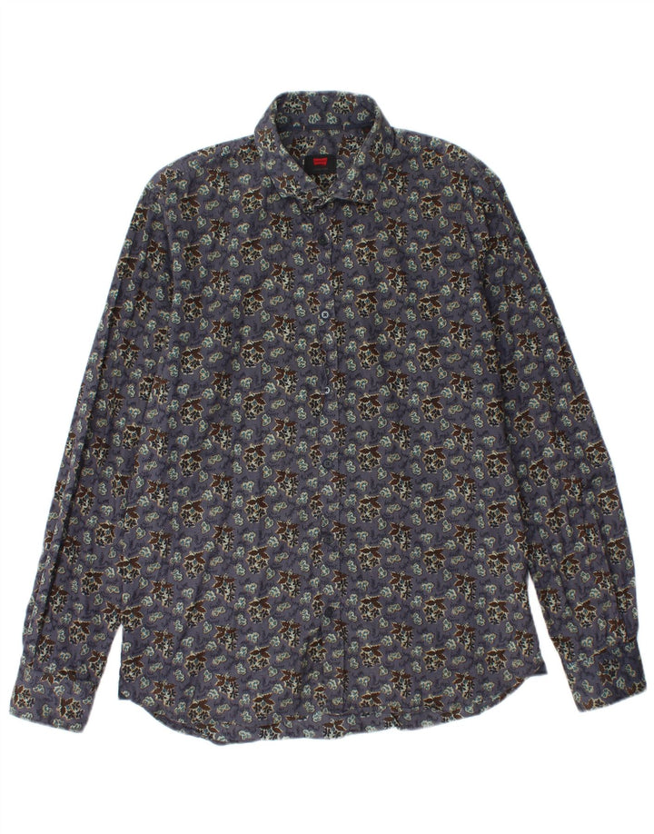 Camisa masculina CARRERA de algodão floral roxo médio