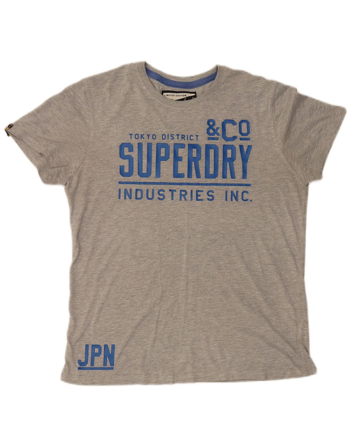 Camiseta gráfica masculina Superdry Top XL algodão cinza