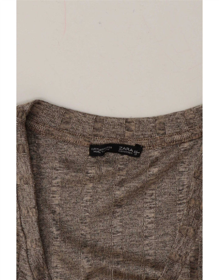 Vestido camiseta feminino grande Zara Reino Unido 14 listrado cinza médio