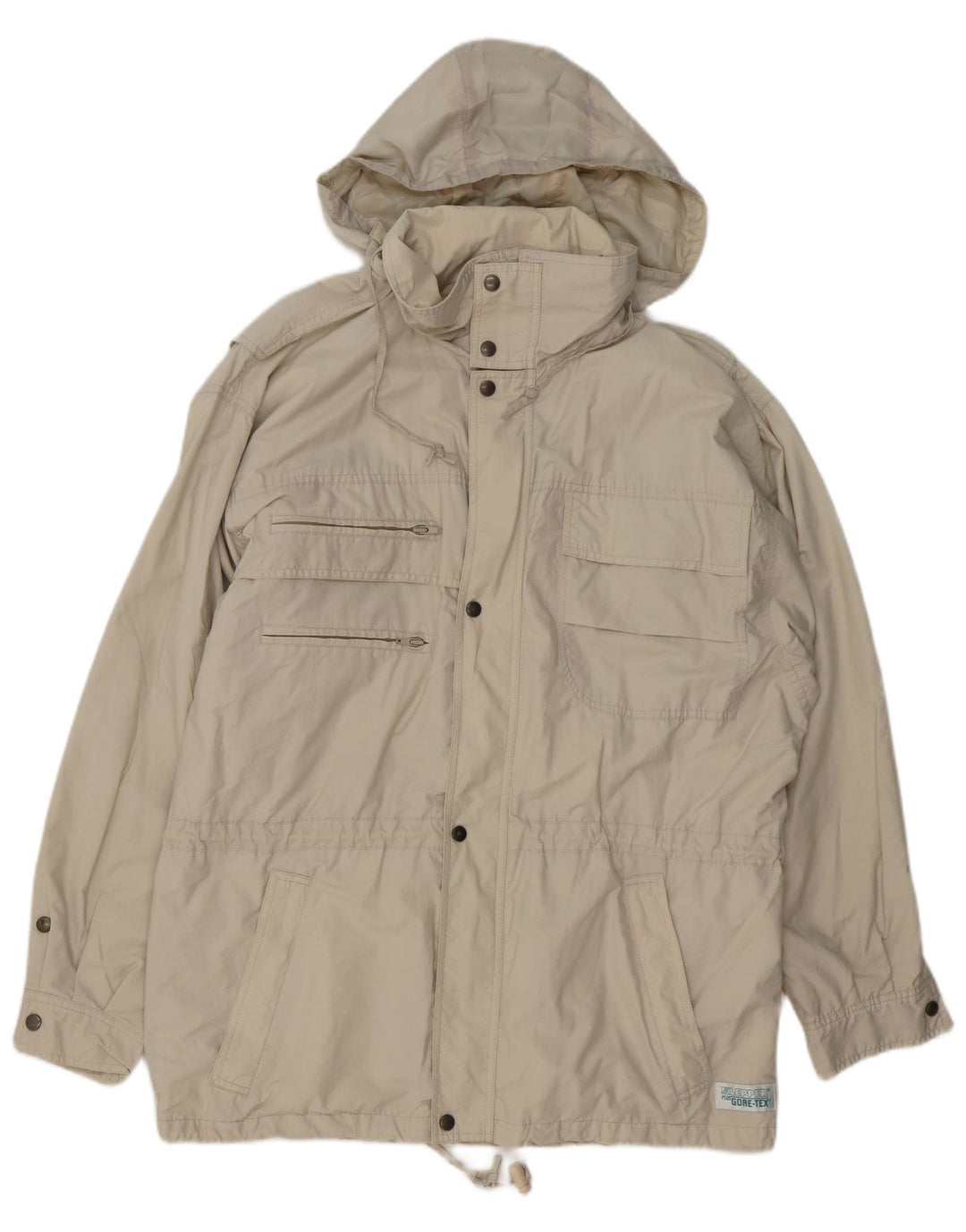 Jaqueta utilitária masculina KLEPPER Gore-Tex com capuz Reino Unido 38 algodão bege médio