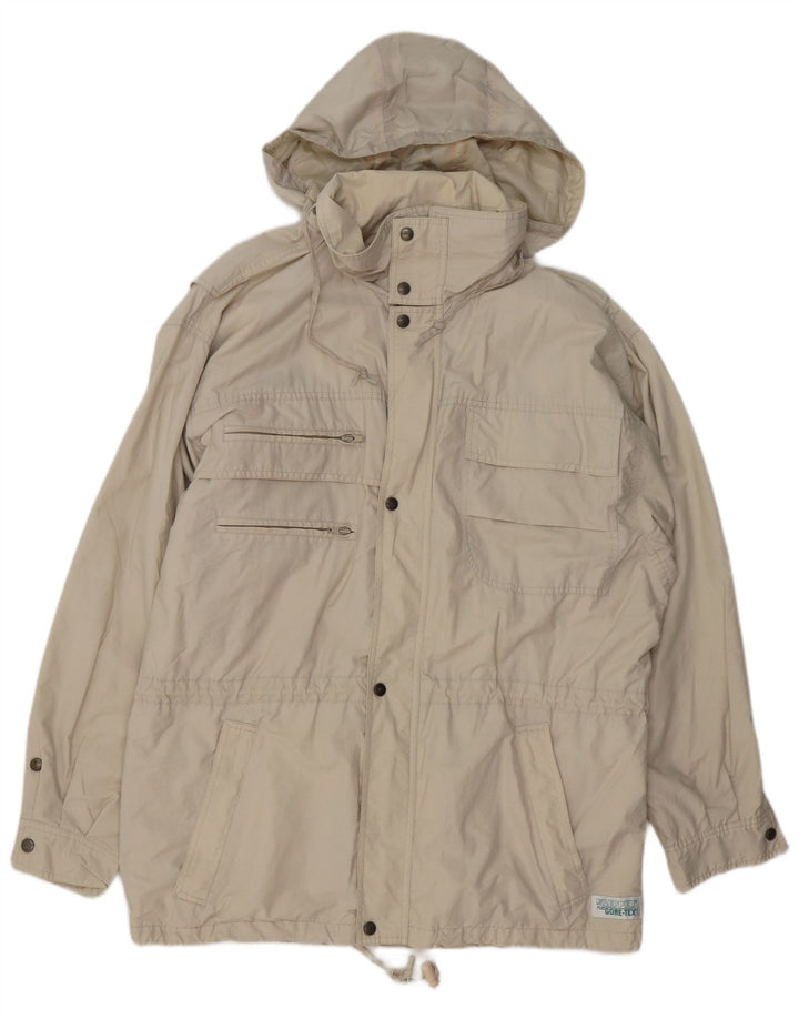 Jaqueta utilitária masculina KLEPPER Gore-Tex com capuz Reino Unido 38 algodão bege médio