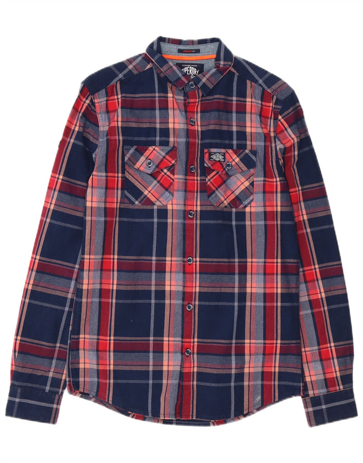 Camisa masculina Superdry XS azul marinho xadrez algodão