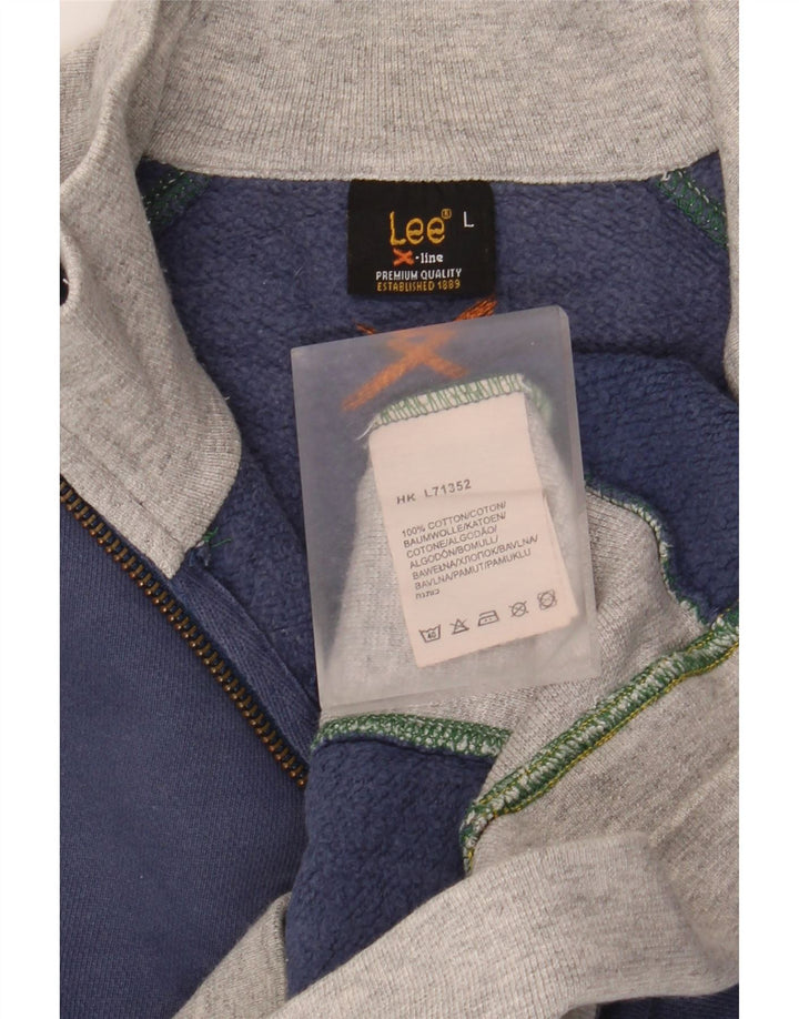 Lee Mens Treino Top Jaqueta Grande Algodão Colorblock Azul