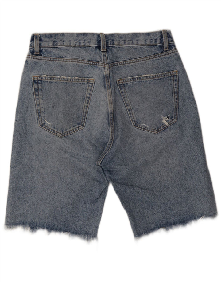 ZARA Shorts jeans masculino desgastado W31 algodão azul médio