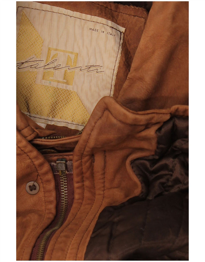 Casaco de couro masculino VINTAGE UK 42 XL marrom