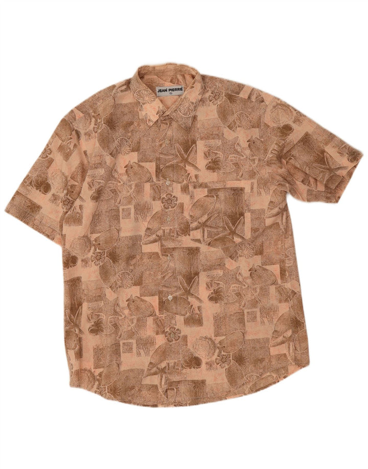 Camisa masculina de manga curta Jean Pierre médio marrom geométrico