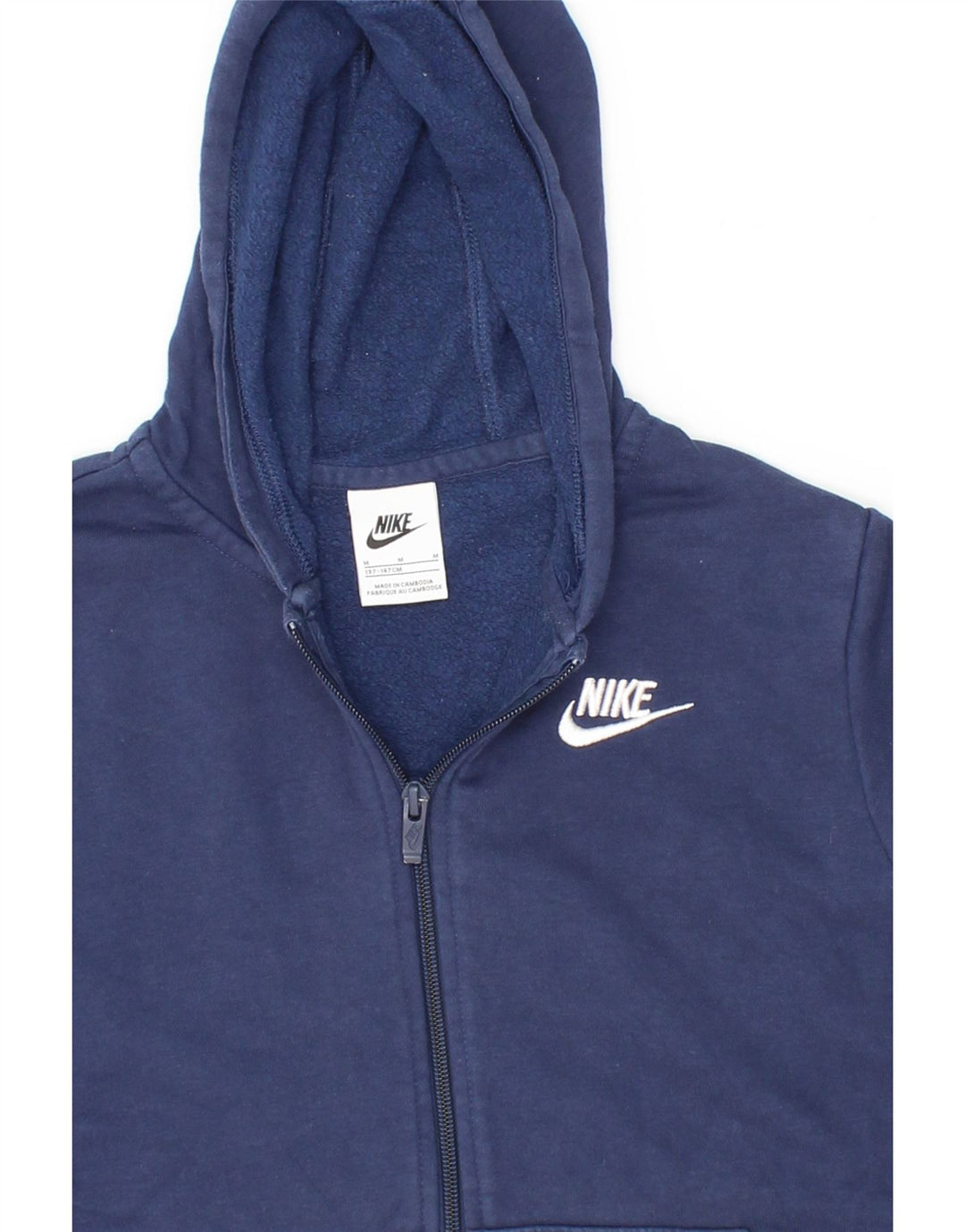 NIKE Boys Zip Hoodie Sweater 10-11 Years Medium Navy Blue Cotton Vintage Nike and Second-Hand Nike from Messina Hembry 