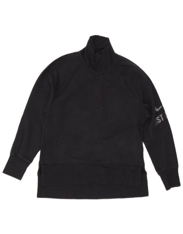 Moletom feminino Nike Dri Fit gráfico com zíper e gola alta UK 6 XS algodão preto
