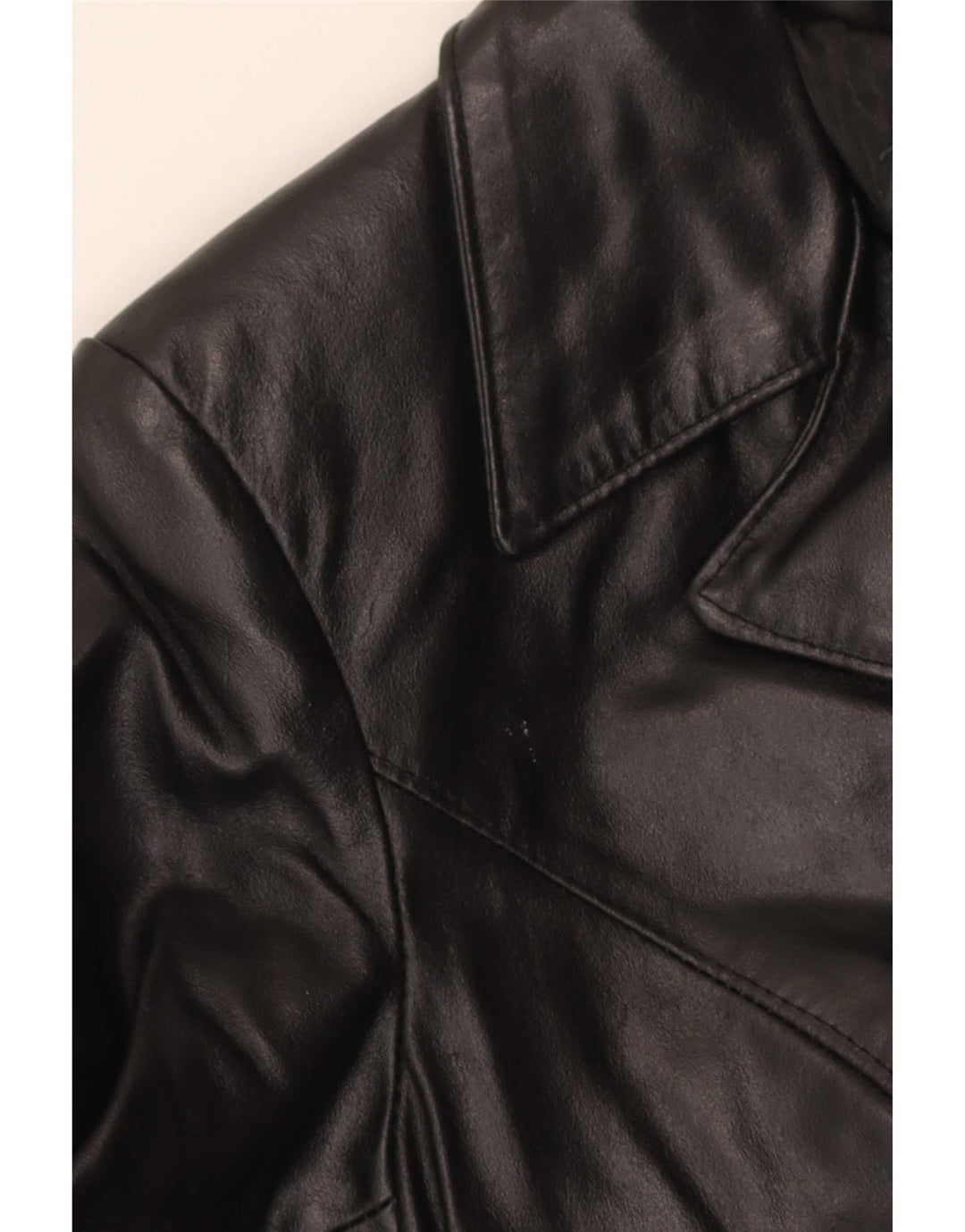 Casaco de couro feminino vintage IT 42 couro preto médio