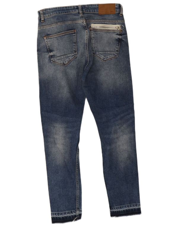 Zara Mens Distressed Slim Jeans EU 38 Pequeno W30 L27 Azul Algodão