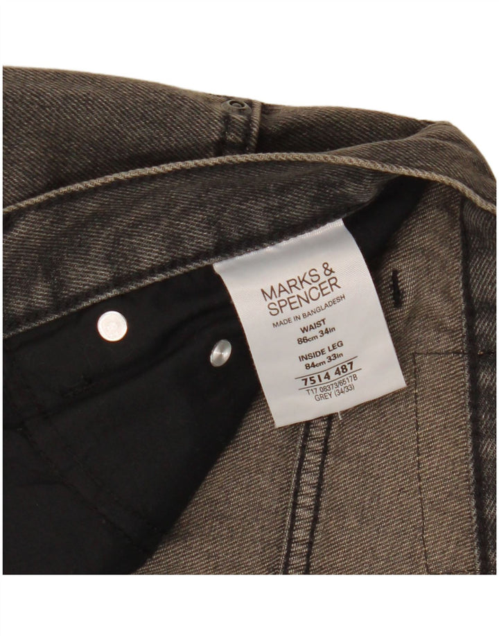 Jeans Marks & Spencer Masculino Blue Harbor Straight W34 L26 Algodão Cinza