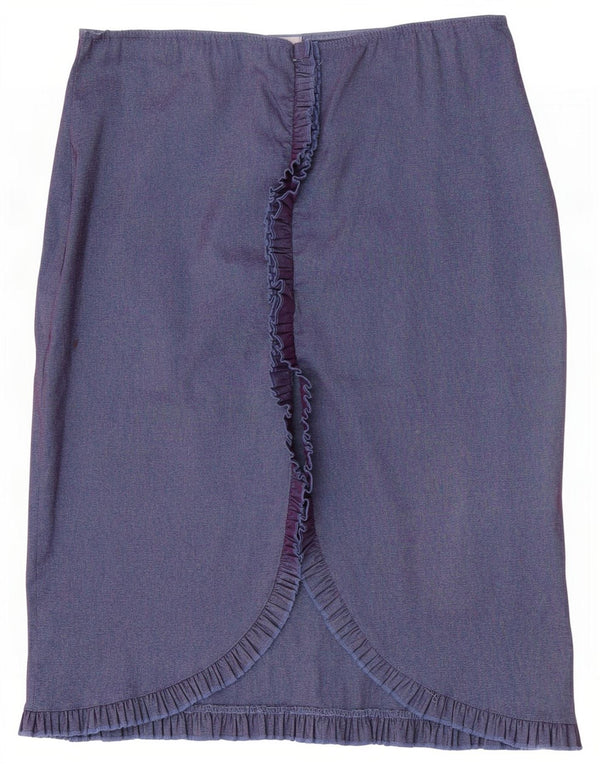 Saia reta feminina vintage Reino Unido 12 médio W30 viscose roxa