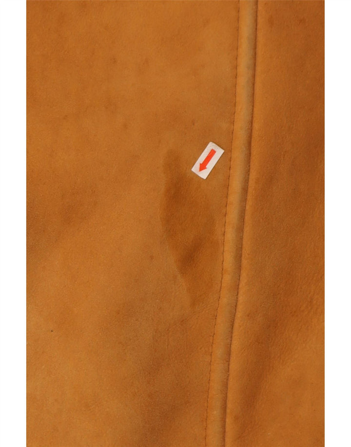 Jaqueta masculina vintage de peito duplo shearling UK 42 XL bege