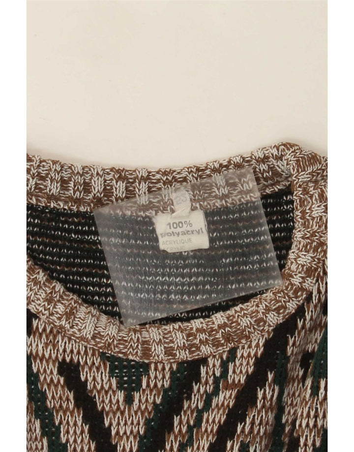 Suéter masculino vintage com gola redonda IT 52 grande geométrico multicolorido