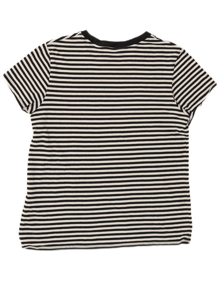 Camiseta feminina Levi's UK 14 médio branco listrado algodão náutico