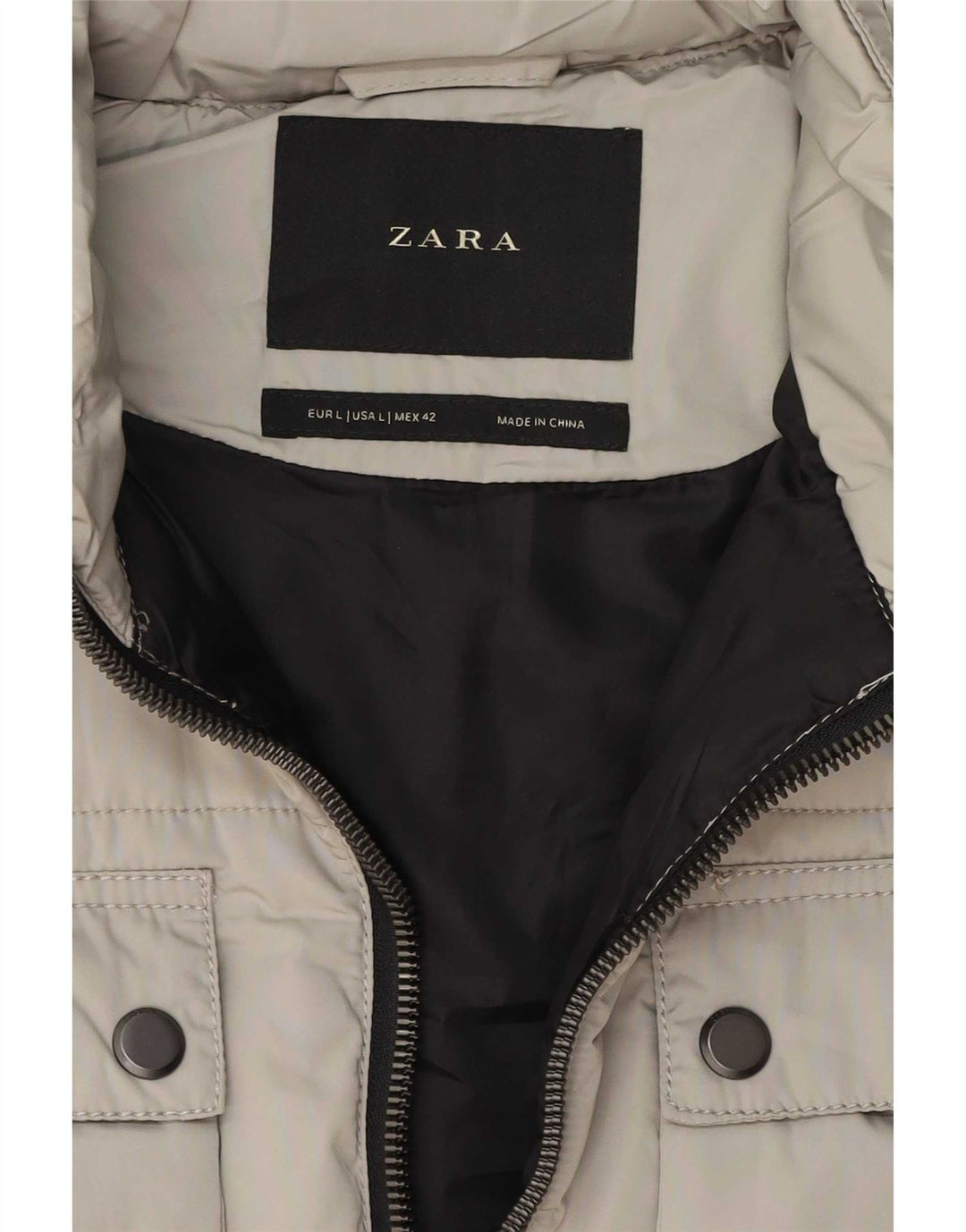 Colete acolchoado masculino Zara UK 40 grande cinza