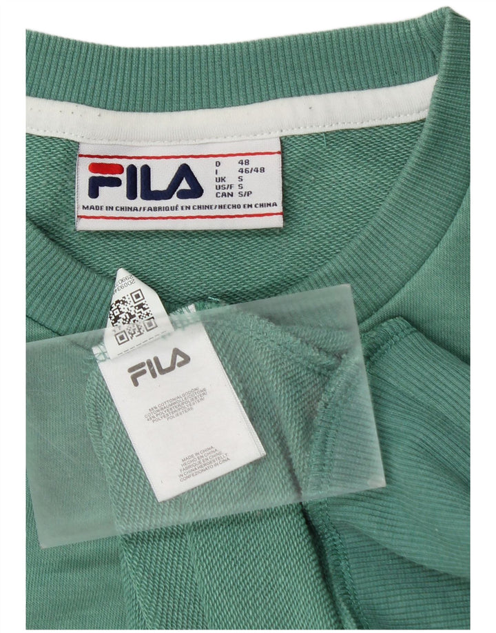 FILA Mens Graphic Moletom Jumper Pequeno Algodão Verde