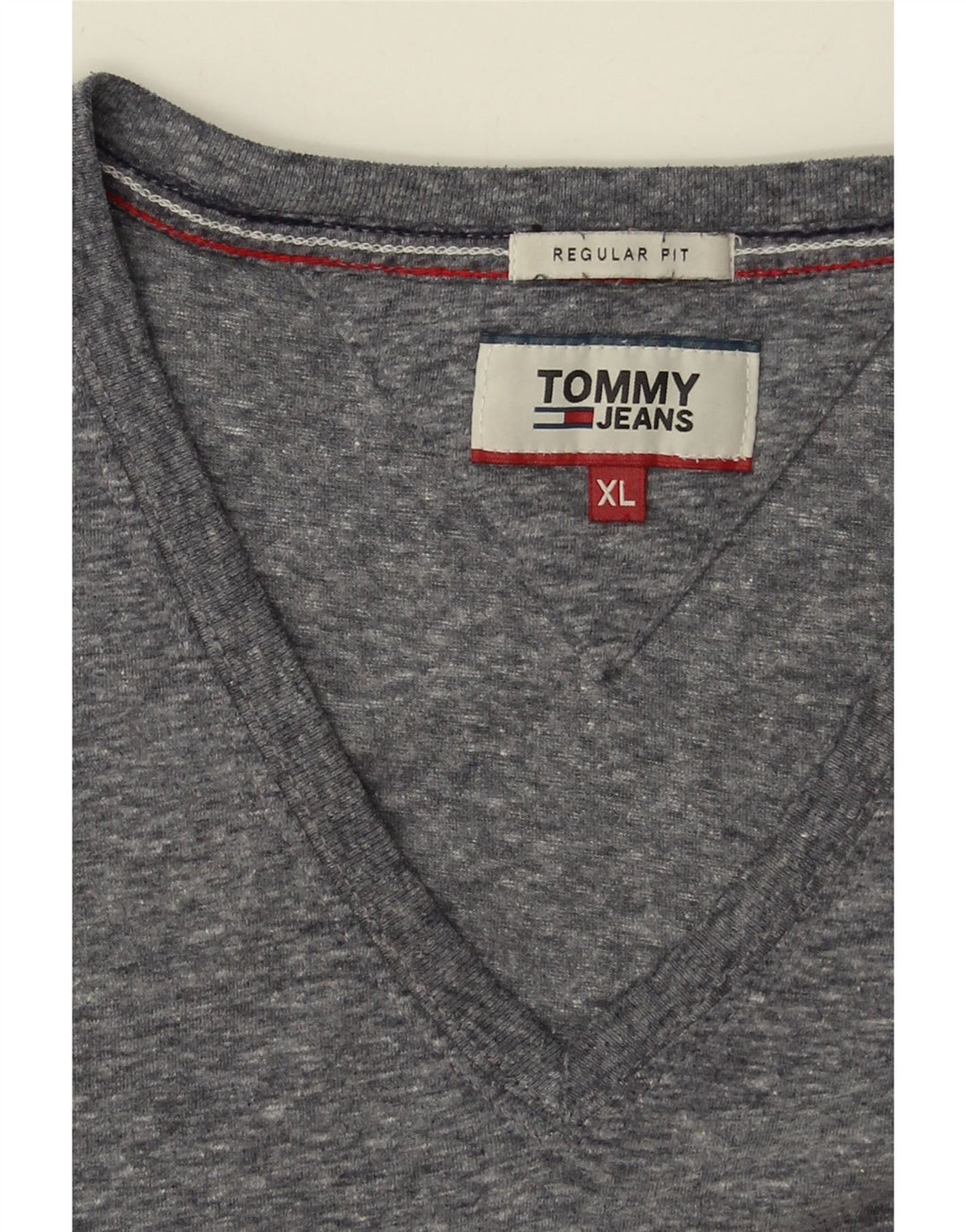 TOMMY HILFIGER Mens Regular Fit T-Shirt Top XL Grey Flecked Cotton Vintage Tommy Hilfiger and Second-Hand Tommy Hilfiger from Messina Hembry 