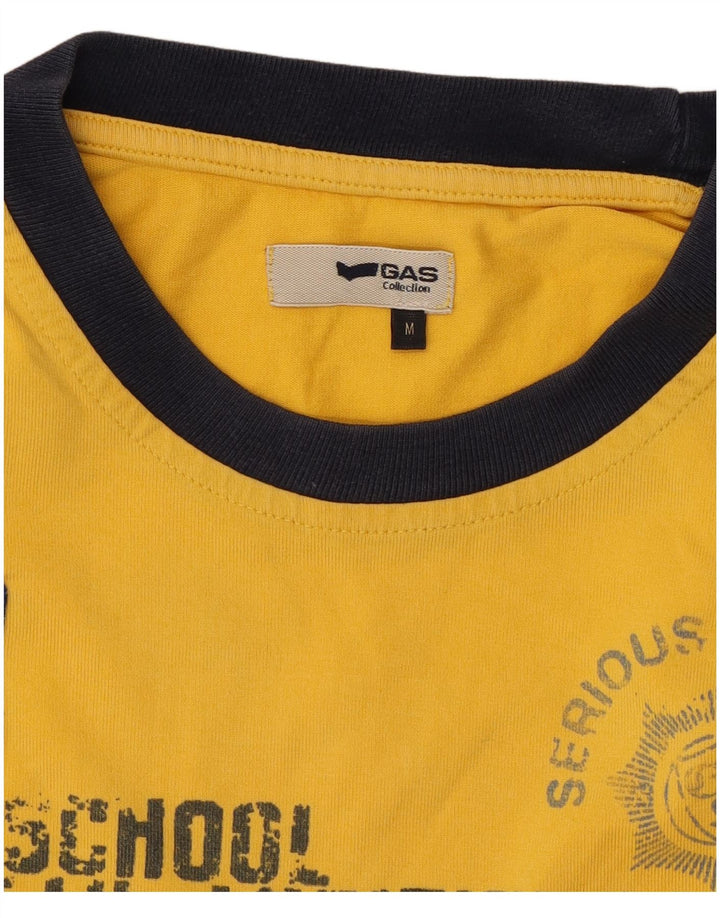 Gas Mens Graphic Top Manga Longa Médio Amarelo