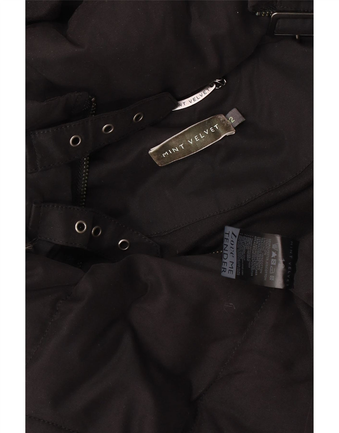 Colete acolchoado com capuz feminino MINT VELVET UK 12 poliéster preto médio