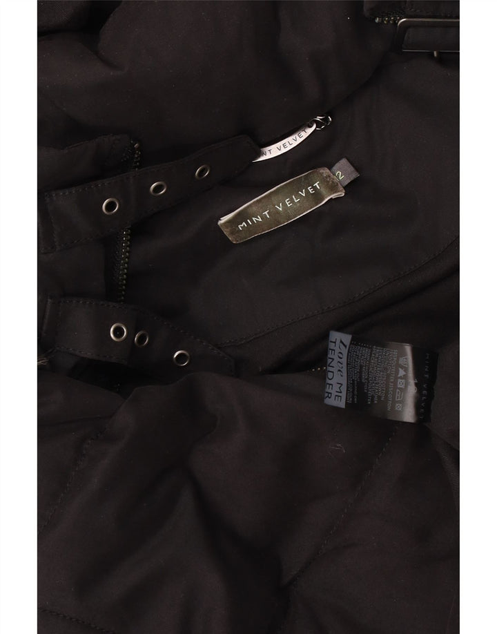 Colete acolchoado com capuz feminino MINT VELVET UK 12 poliéster preto médio