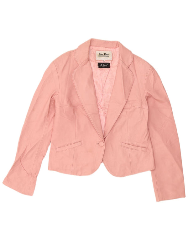 Jaqueta blazer feminina LAVORAZIONE ARTIGIANALE com 1 botão Reino Unido 14 grande rosa
