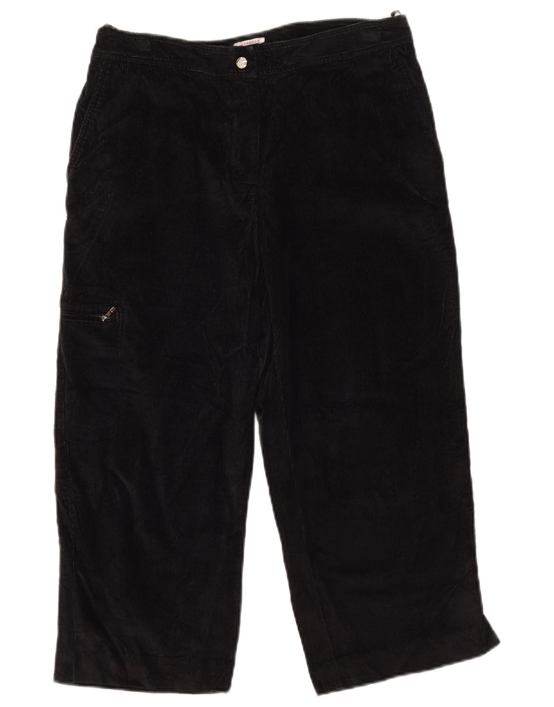 Calça feminina capri cargo de veludo Izod EUA 8 médio W30 L22 algodão preto
