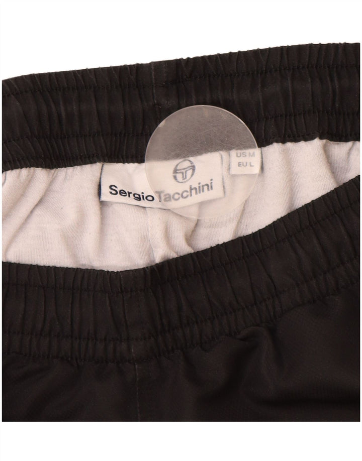 Sergio Tacchini Calça de treino masculina Joggers poliéster preto médio