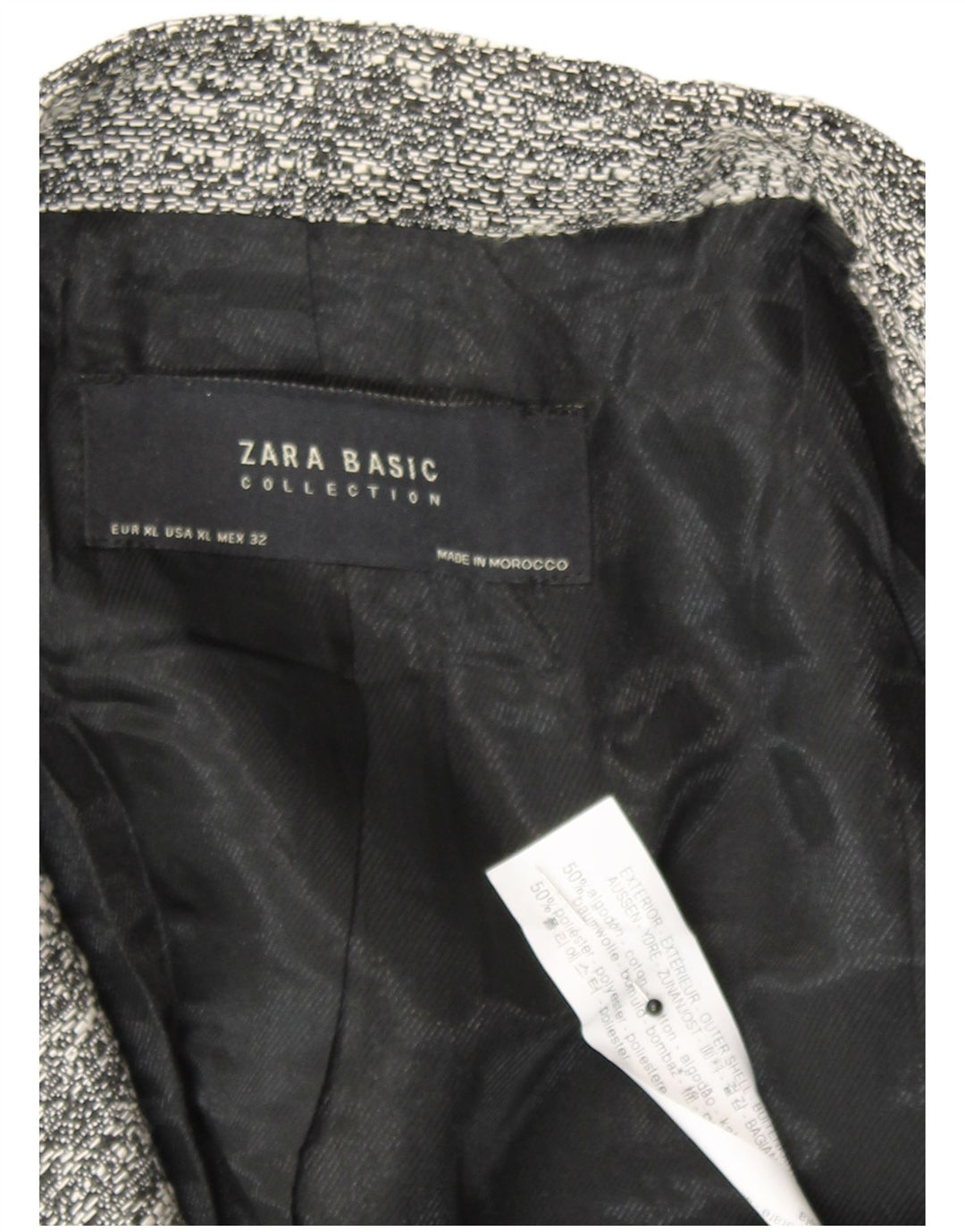 Sobretudo feminino Zara UK 18 XL algodão manchado cinza