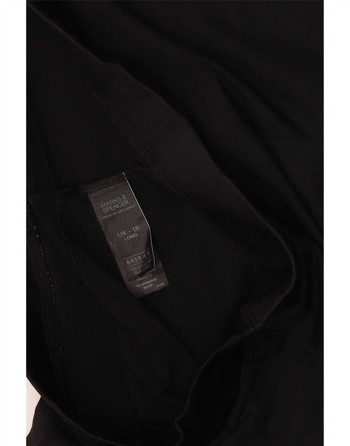 Calça de treino feminina Marks & Spencer Reino Unido 16 grande poliéster preto