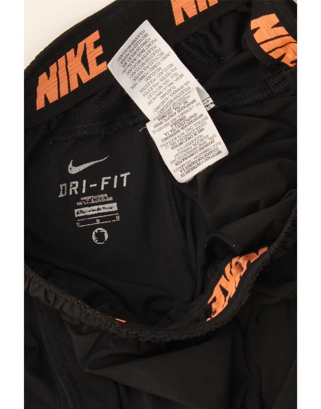 Shorts esportivos masculinos Nike Dri Fit médio preto colorblock poliéster
