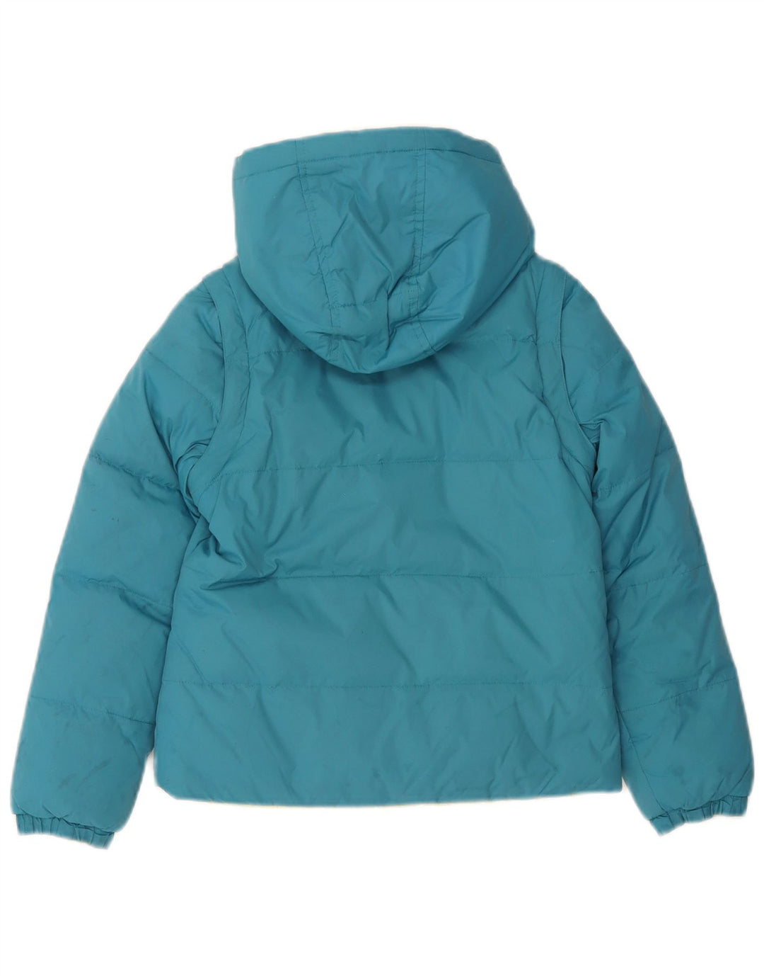 Casaco acolchoado reversível com capuz para menina Benetton 7-8 anos azul médio