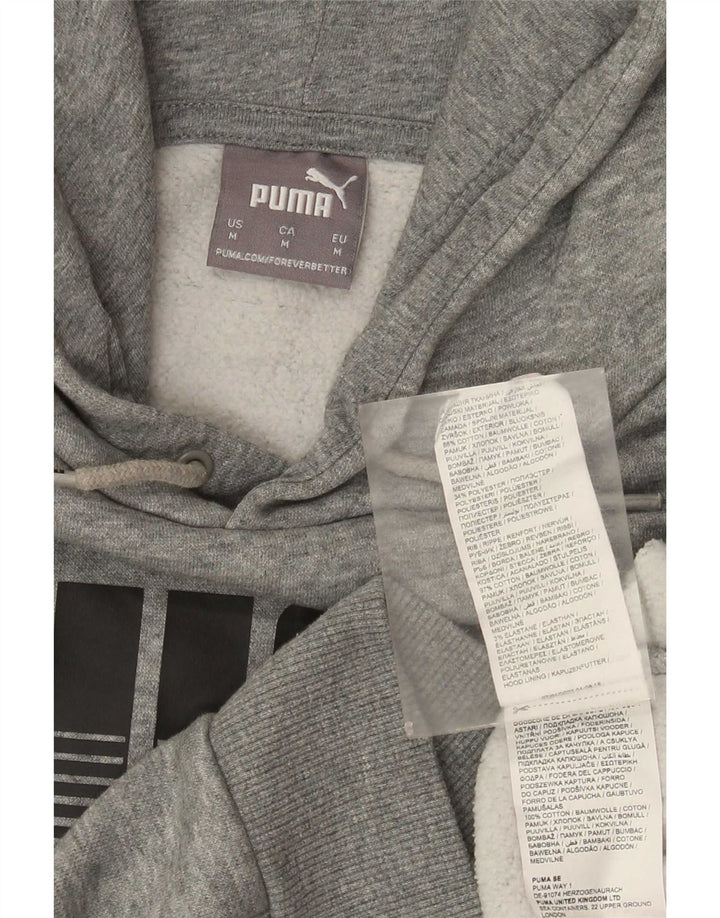 Puma Mens Graphic Hoodie Jumper Médio Algodão Cinza