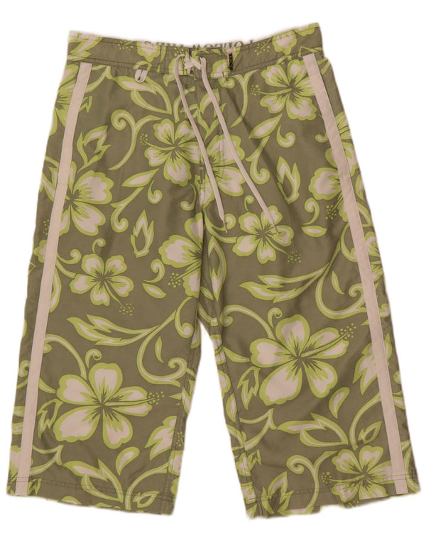 Sundek Mens Bermuda Natação Shorts Médio Verde Floral Poliéster