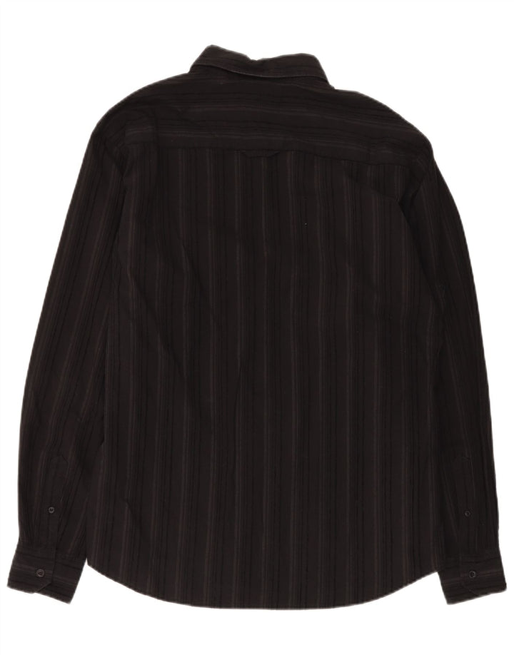 Camisa masculina Wrangler grande algodão listrado preto