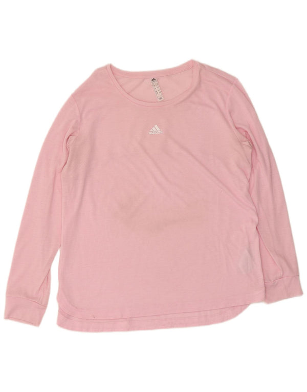 Adidas Womens Aeroready Top Long Sleeve UK 16/18 Large Pink Polyester