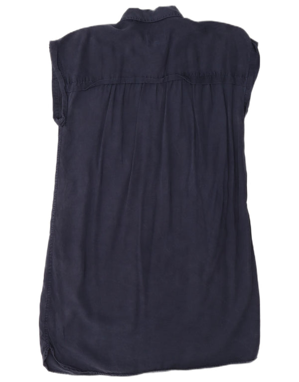 Vestido camisa grande feminino Fat Face UK 10 pequeno azul marinho Lyocell