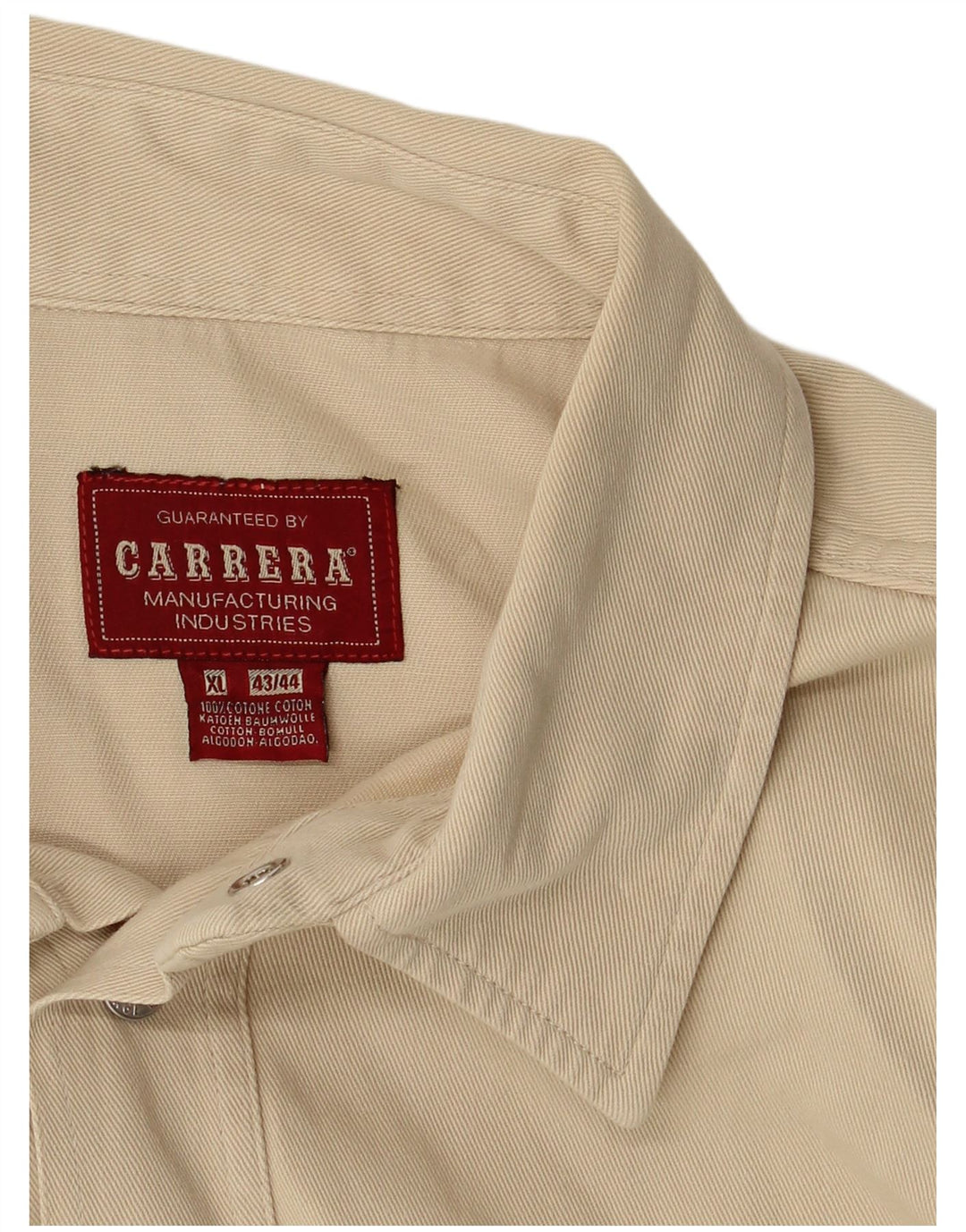 Camisa masculina Carrera tamanho 43/44 XL algodão bege