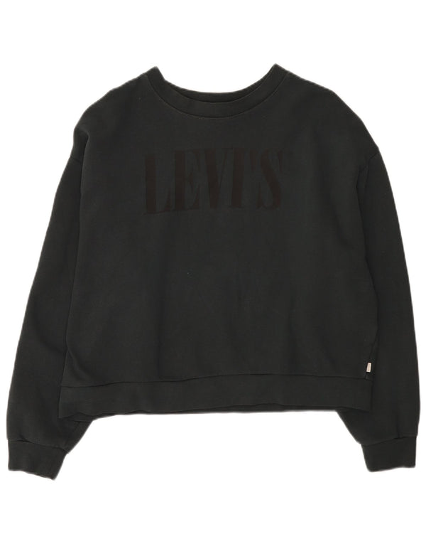 Moletom feminino Levi's Oversized Crop Jumper Reino Unido 14 Médio Azul Marinho